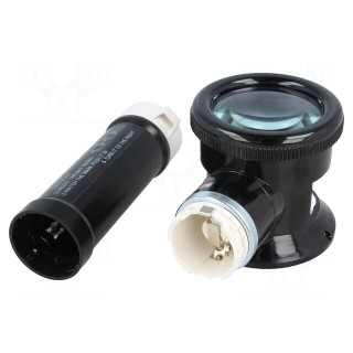 Hand magnifier | Mag: x5 | Lens diam: 50mm | Illumin: LED