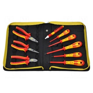 Kit: pliers and screwdrivers | Pcs: 9 | 1kVAC | Package: bag