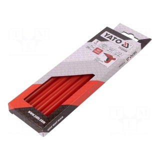 Hot melt glue | Ø: 11.2mm | red | L: 200mm | Bonding: 20÷30s | 5pcs.