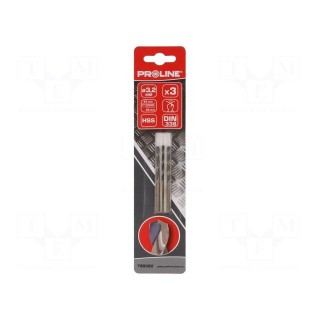 Drill bit | for metal | Ø: 3.2mm | 3pcs | Features: grind blade