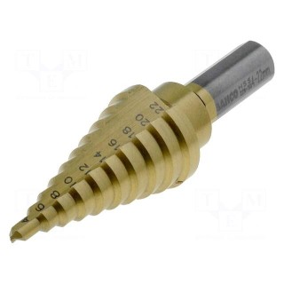 Drill bit | for thin tinware | Ø: 4÷22mm | 3/8" (10mm) | Steps: 10