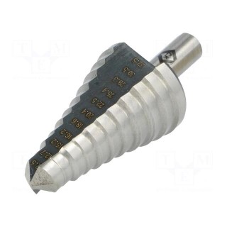 Drill bit | for thin tinware | Ø: 12.5÷32.5mm | HSS | Steps: 11