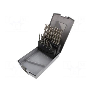 Drill set | for metal | high speed steel grounded HSS-G | 19pcs.
