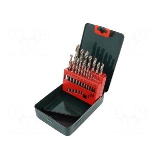 Drill set | Pcs: 19 | Mat: HSS-G | Package: metal case | for metal