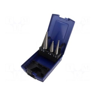 Drill set | step | high speed steel grounded HSS-G | plastic case