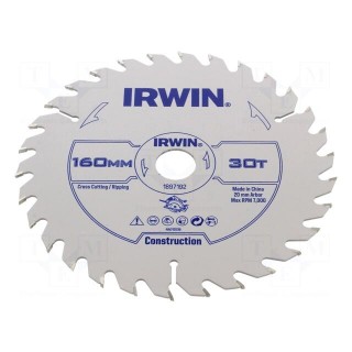 Circular saw | Ø: 160mm | Øhole: 20mm | Teeth: 30 | wood