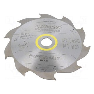Circular saw | Ø: 160mm | Øhole: 20mm | W: 2.2mm | Teeth: 10 | HW/CT