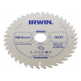 Circular saw | Ø: 184mm | Øhole: 30mm | Teeth: 40 | wood