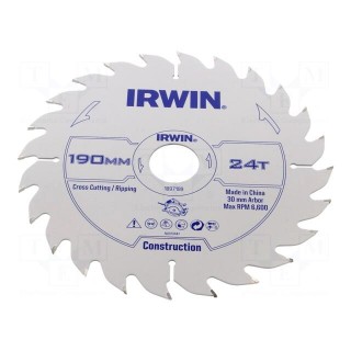 Circular saw | Ø: 190mm | Øhole: 30mm | Teeth: 24 | wood