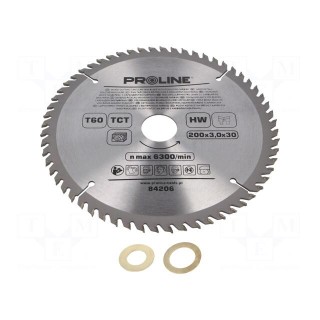 Circular saw | Ø: 200mm | Øhole: 30mm | Teeth: 60 | cemented carbide