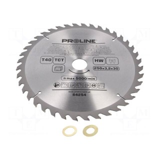 Circular saw | Ø: 250mm | Øhole: 30mm | Teeth: 40 | cemented carbide