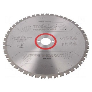 Circular saw | Ø: 254mm | Øhole: 30mm | W: 2.4mm | Teeth: 48 | HW/CT