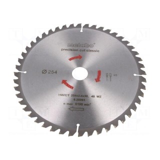 Circular saw | Ø: 254mm | Øhole: 30mm | W: 2.4mm | Teeth: 48 | Mat: HW/CT