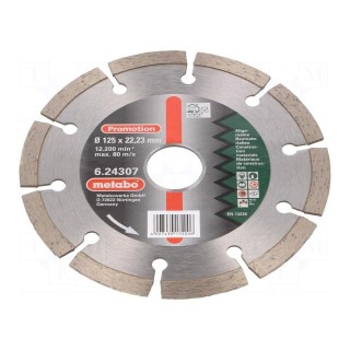 Cutting diamond wheel | Ø: 125mm | Øhole: 22.23mm