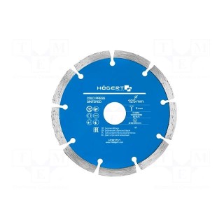 Cutting diamond wheel | Ø: 125mm | Øhole: 22.23mm | Disc thick: 2mm
