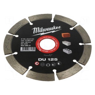 Cutting diamond wheel | Ø: 125mm | Øhole: 22.2mm | Disc thick: 2.3mm