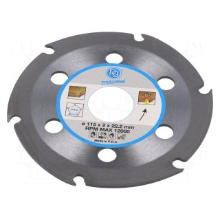 Cutting wheel | Ø: 115mm | Øhole: 22mm | wood,plastic