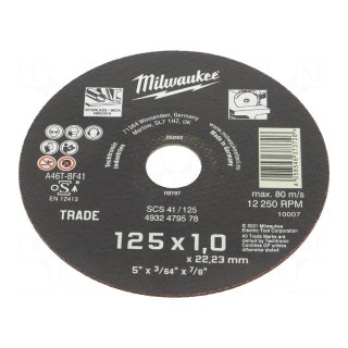 Cutting wheel | Ø: 125mm | Øhole: 22.23mm | Disc thick: 1mm