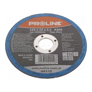 Cutting wheel | Ø: 125mm | Øhole: 22mm | Disc thick: 2.5mm | steel