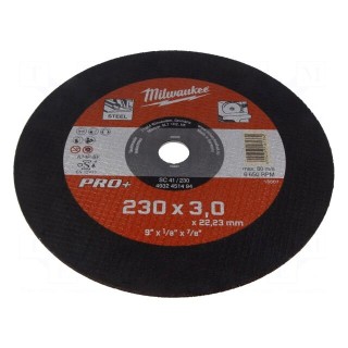 Cutting wheel | Ø: 230mm | Øhole: 22.2mm | Disc thick: 3mm | tool steel