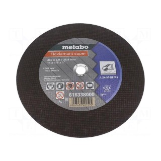 Cutting wheel | Ø: 350mm | Øhole: 25.4mm | Disc thick: 3mm | steel