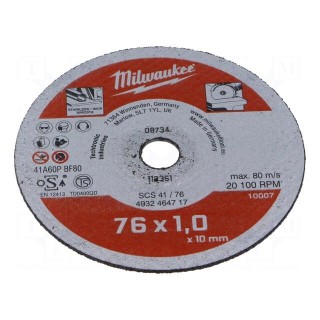 Cutting wheel | Ø: 76mm | Øhole: 10mm | metal,stainless steel | 5pcs.