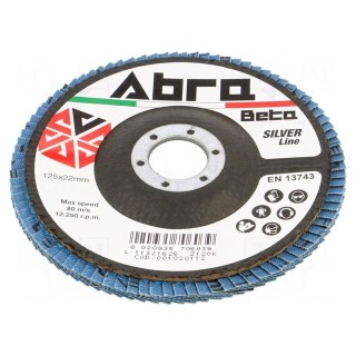 Flap grinding wheels | Ø: 125mm | Øhole: 22.23mm | Granularity: 120