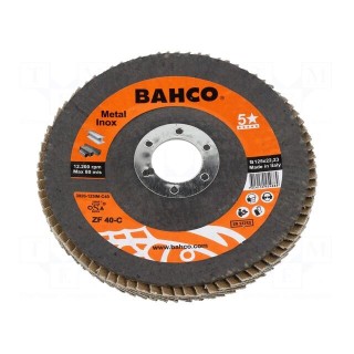 Flap grinding wheels | Ø: 125mm | Øhole: 22.23mm | Granularity: 40