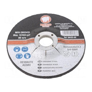 Grinding wheels | Ø: 125mm | Øhole: 22mm | Disc thick: 6mm