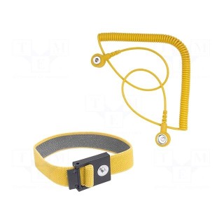 Wristband | ESD | yellow | 2.4m | Equipment: wristbands,spiral cable