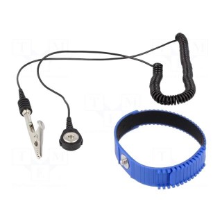 Wristband | ESD | plastic | blue | 1MΩ | 1.5m | female press stud 4mm