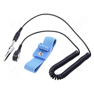 Wristband | ESD | Mat: conductive nylon fiber | blue | 1MΩ | 4mm