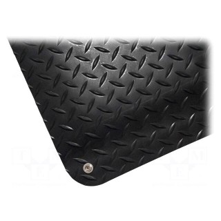 Floor mat | ESD | L: 0.9m | W: 0.6m | Thk: 14mm | PVC,vinyl | black | <10MΩ
