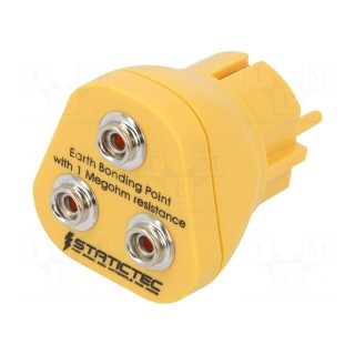 Earthing plug | ESD | 1MΩ | Plug: EU | press stud male 10mm x3