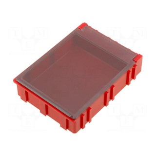 Bin | ESD | 68x57x15mm | ABS,copolymer styrene | red,transparent
