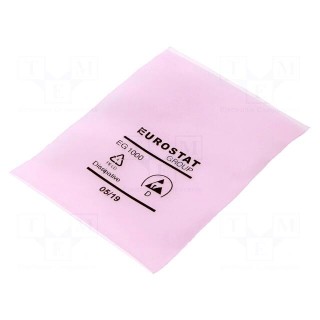 Protection bag | ESD | L: 102mm | W: 76mm | Thk: 90um | polyetylene | pink