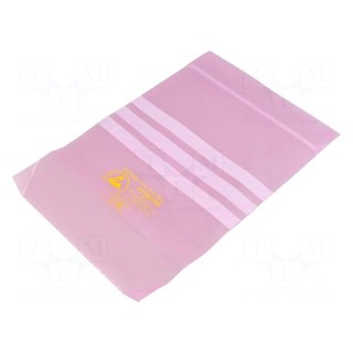 Protection bag | ESD | L: 200mm | W: 150mm | Thk: 75um | polyetylene | pink