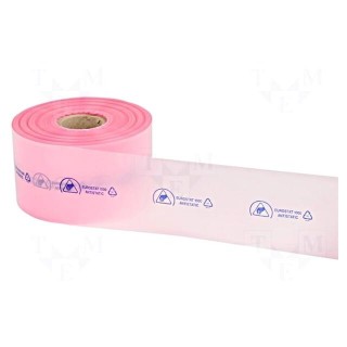 Protection bag | ESD | L: 250m | W: 400mm | Thk: 90um | polyetylene | pink
