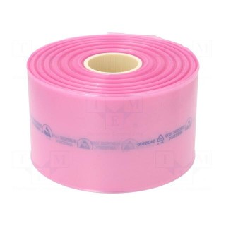 Protection bag | ESD | L: 250m | W: 150mm | Thk: 90um | polyetylene | pink