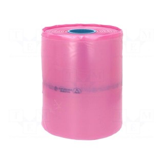 Protection bag | ESD | L: 250m | W: 300mm | Thk: 90um | polyetylene | pink