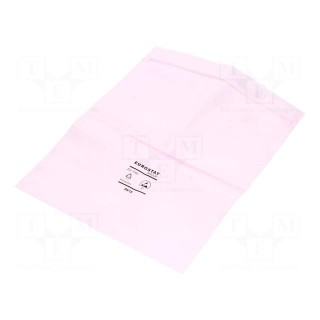 Protection bag | ESD | L: 305mm | W: 203mm | Thk: 90um | polyetylene | pink