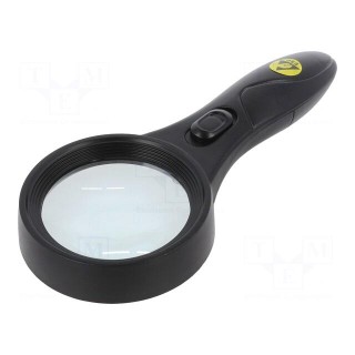 Tool: hand magnifier | ESD | Mag: x2.25 | Illumin: LED,UV LED | Ø60mm