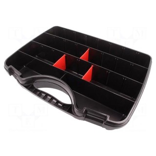 Container: compartment box | 460x330x80mm | black | polypropylene