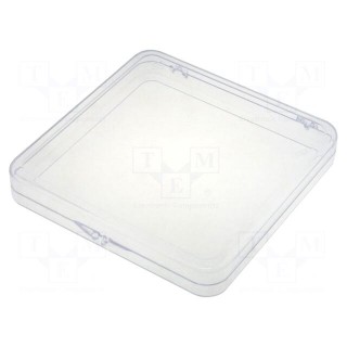 Container: single | polystyrene,polycarbonate | 121x121x14mm