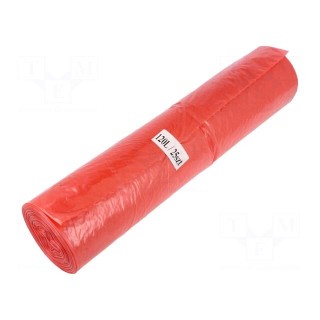 Trash bags | LDPE | Colour: red | 25pcs | 120l
