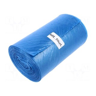 Trash bags | polyetylene LD | blue | 60l | 50pcs.