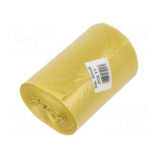 Trash bags | LDPE | Colour: yellow | 50pcs | 35l