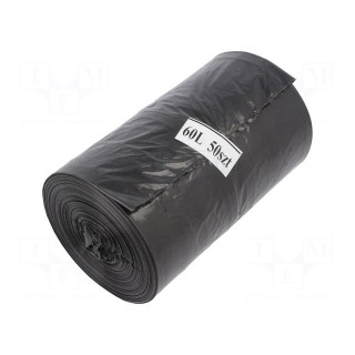 Trash bags | polyetylene LD | black | 60l | 50pcs.