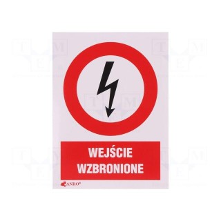 Safety sign | prohibitory | self-adhesive folie | W: 74mm | H: 105mm