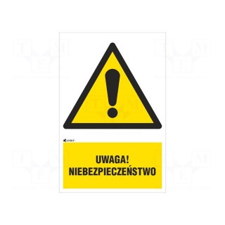 Safety sign | warning | PVC | W: 200mm | H: 300mm